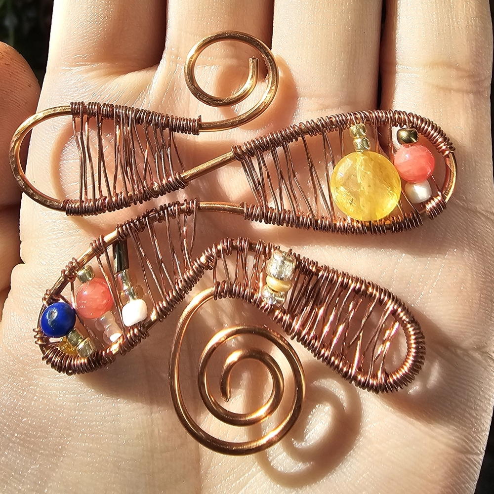 Copper Wire Wrapped Beaded Dragonfly